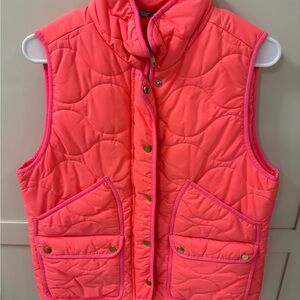 J. Crew Vibrant Neon Orange/Pink Quilted Vest